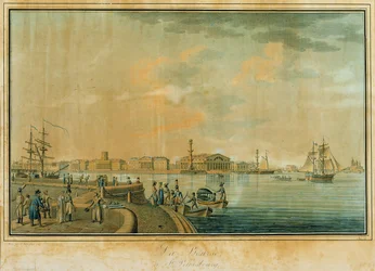 La Bolsa y las Columnas Rostrales, San Petersburgo, 1807
